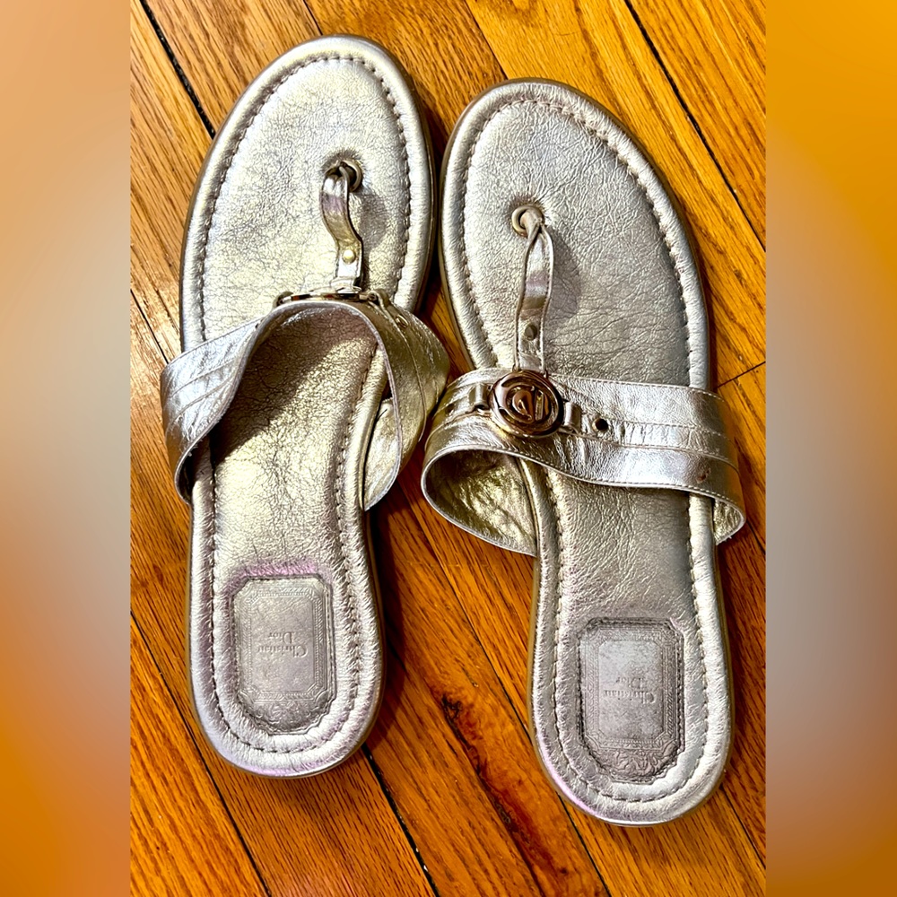 Christian Dior gold sandals. Size 9.